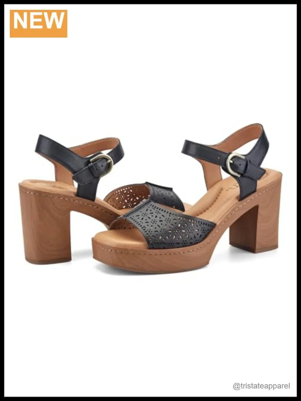 Earth Quinty Leather Platform Sandals Open Toe Ankle Strap Buckle